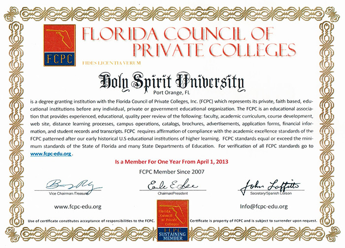 Florida Council Certificate